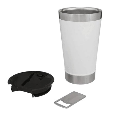 Copo Térmico Inox com TAMPA e ABRIDOR (473 ml) - Branco