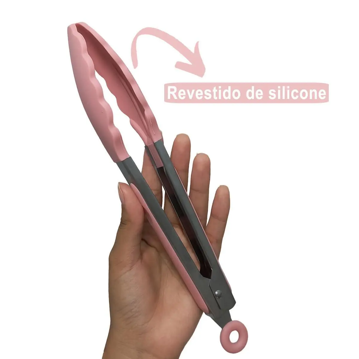 Conjunto de Utensílios de Cozinha 12Pçs - Silicone e Cabo de Madeira - Rosa/ Madeira