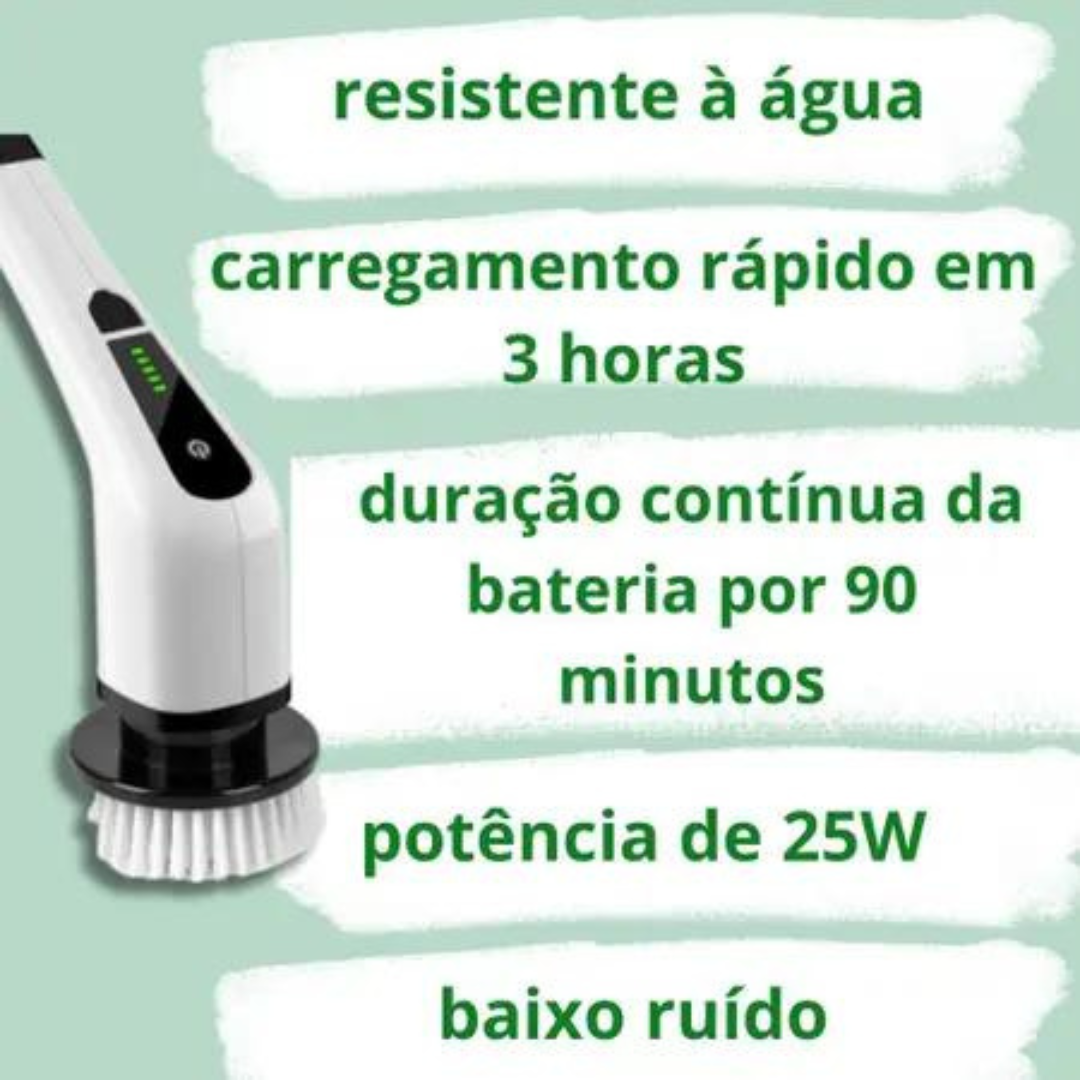 Escova de Limpeza Elétrica Rotativa Esfregão Multiuso Cabo Extensível