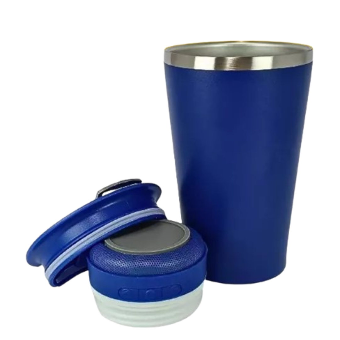 Copo Térmico com Som Led e TAMPA com ABRIDOR (420 ml) - Azul Royal