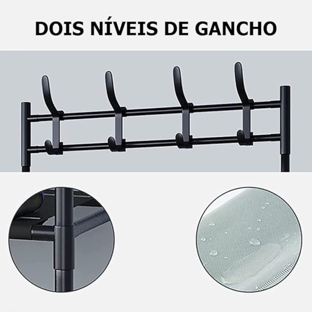 Rack Arara Cabideiro com Sapateira 4 Prateleiras – Multiuso e Compacto