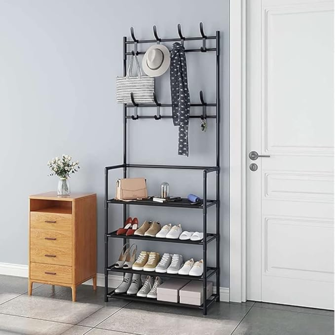 Rack Arara Cabideiro com Sapateira 4 Prateleiras – Multiuso e Compacto
