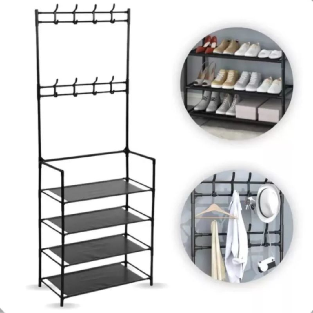 Rack Arara Cabideiro com Sapateira 4 Prateleiras – Multiuso e Compacto