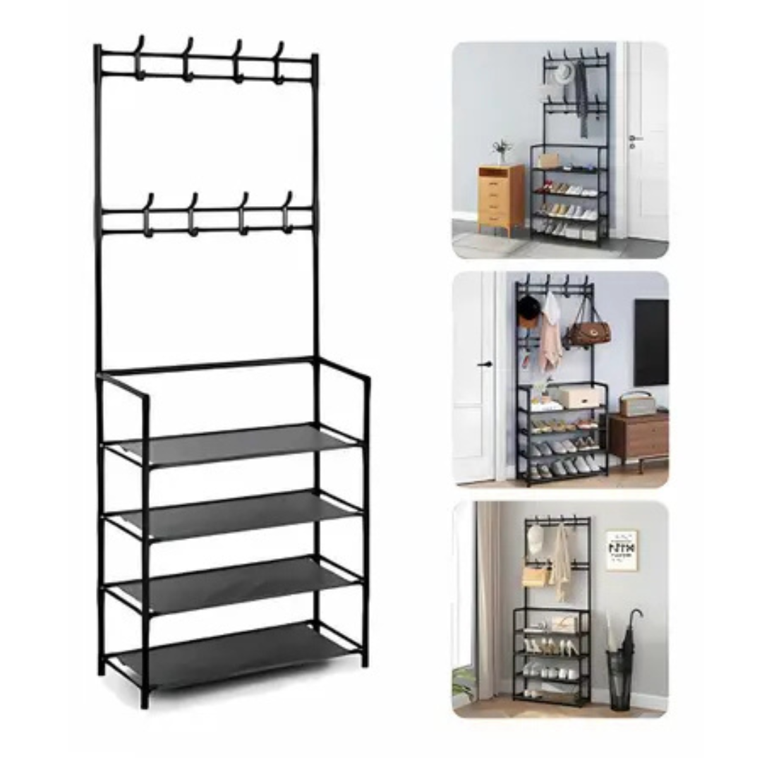 Rack Arara Cabideiro com Sapateira 4 Prateleiras – Multiuso e Compacto