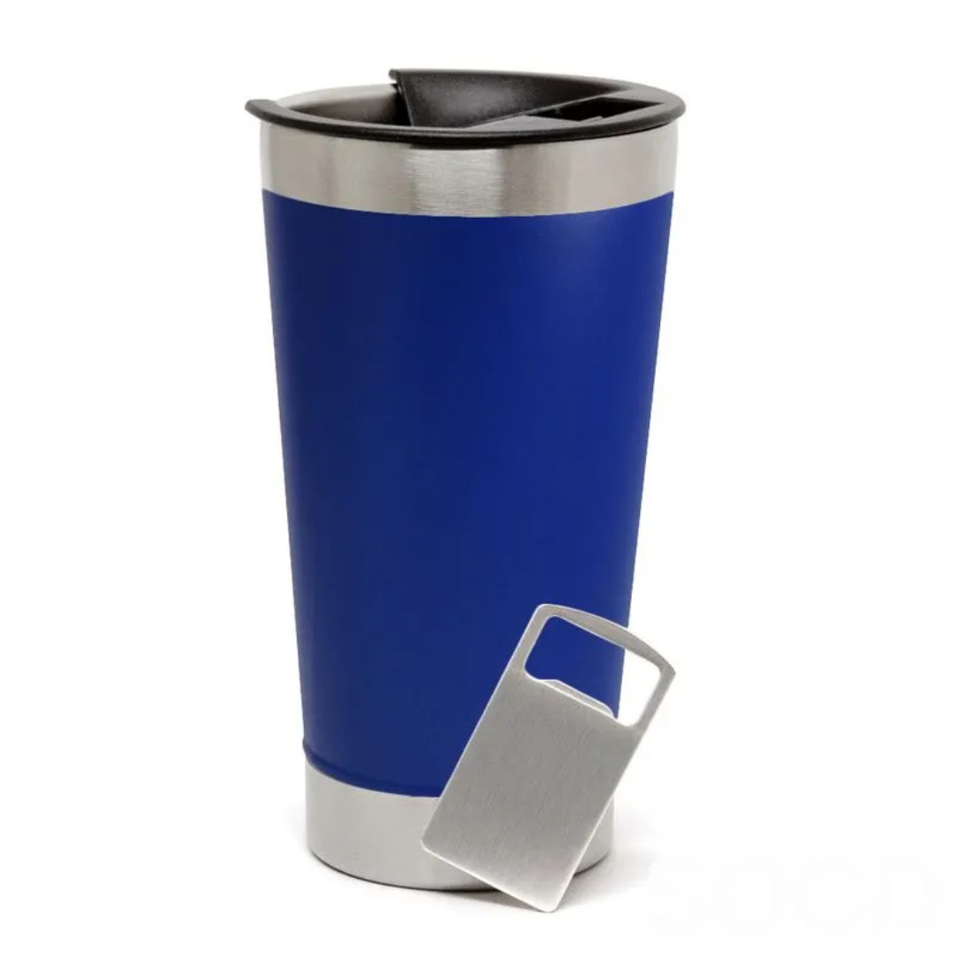 Copo Térmico Inox com TAMPA e ABRIDOR (473 ml) - Azul Royal