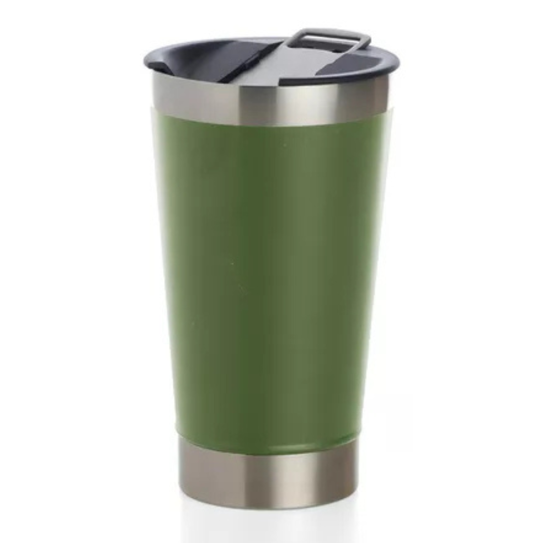 Copo Térmico Inox com TAMPA e ABRIDOR (473 ml) - Verde Militar
