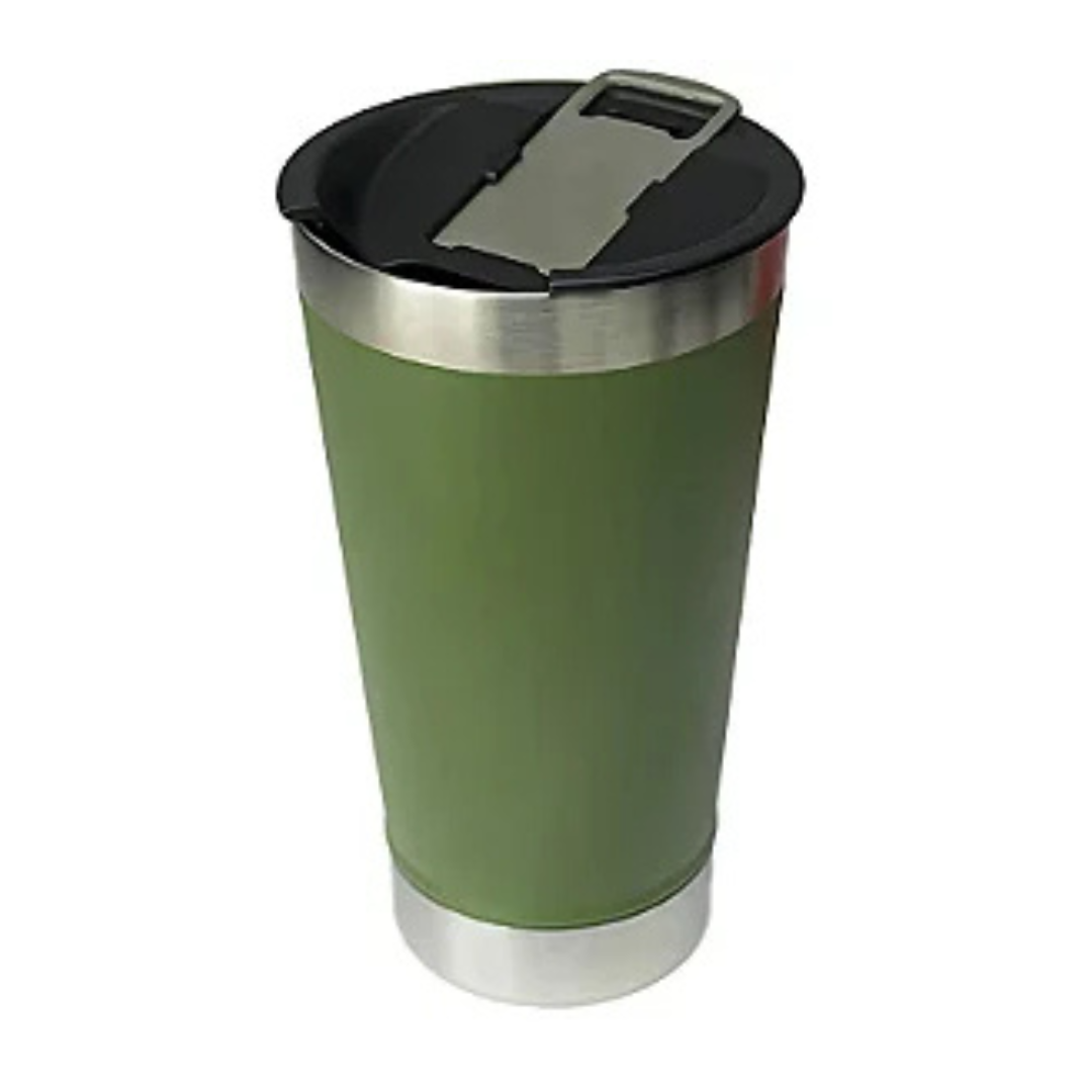 Copo Térmico Inox com TAMPA e ABRIDOR (473 ml) - Verde Militar