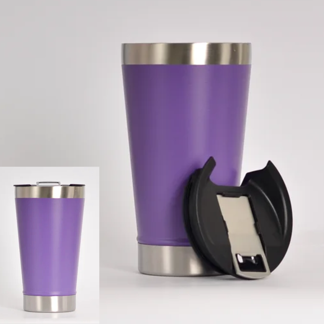Copo Térmico Inox com TAMPA e ABRIDOR (473 ml) - Violeta