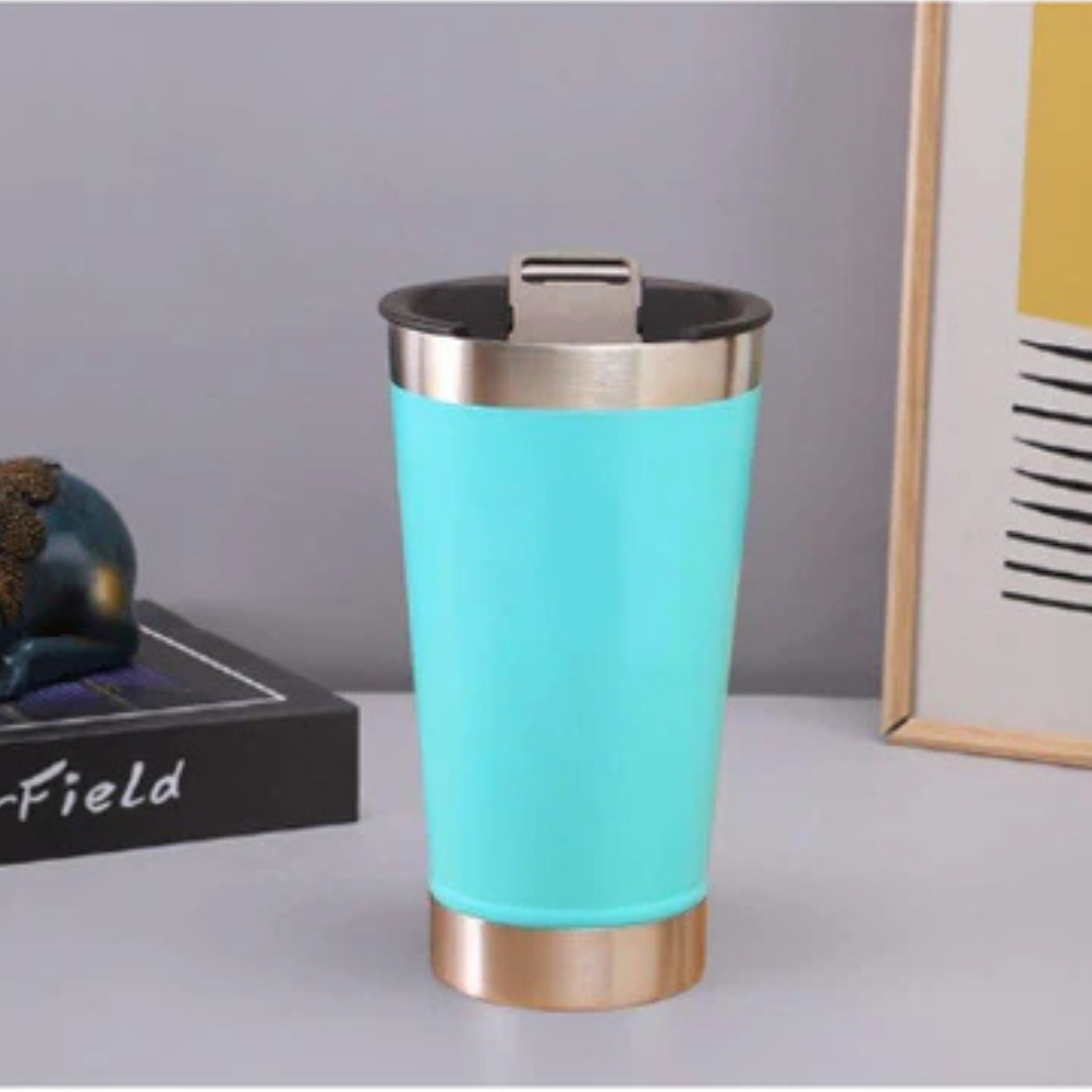 Copo Térmico Inox com TAMPA e ABRIDOR (473 ml) - Verde Água