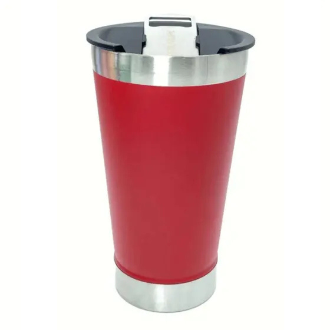 Copo Térmico Inox com TAMPA e ABRIDOR (473 ml) - Vermelho