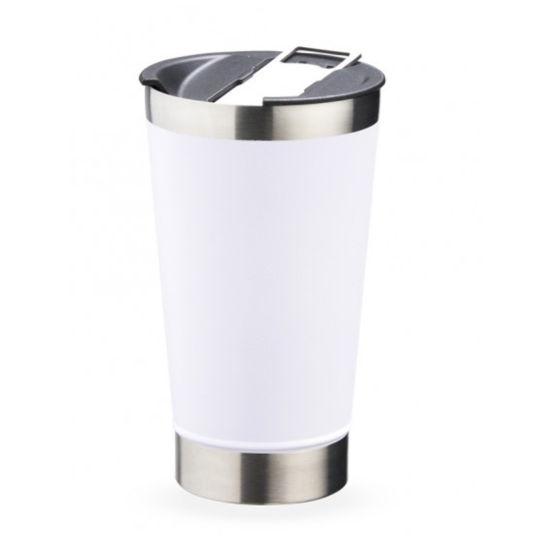 Copo Térmico Inox com TAMPA e ABRIDOR (473 ml) - Branco