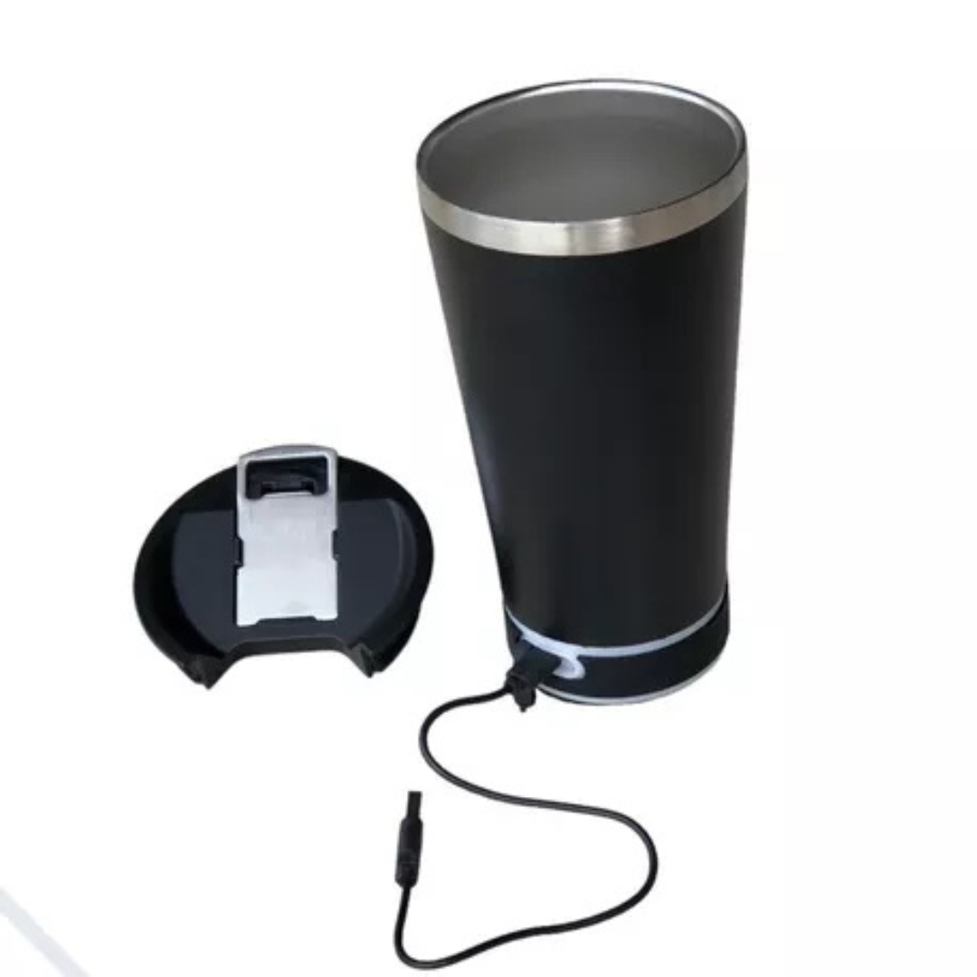 Copo Térmico Som Led e TAMPA com ABRIDOR (420 ml) - Preto