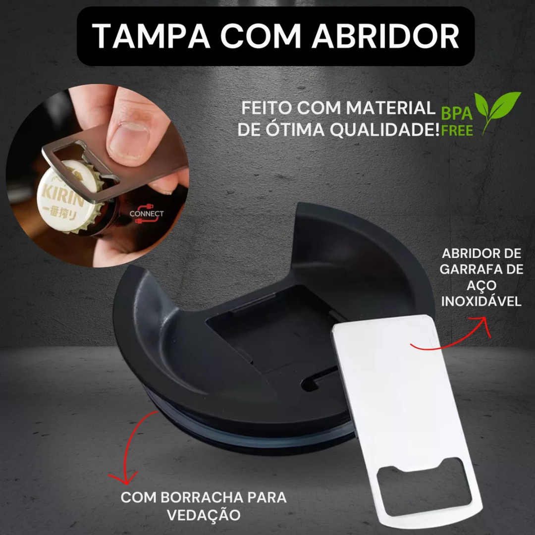 Copo Térmico Inox com Tampa e Abridor 473ml – Rosê
