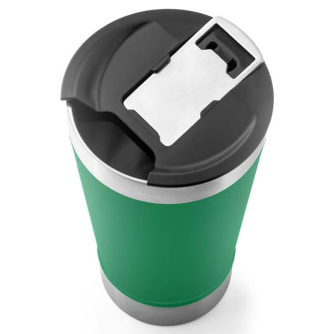 Copo Térmico Inox com TAMPA e ABRIDOR (473 ml) - Verde