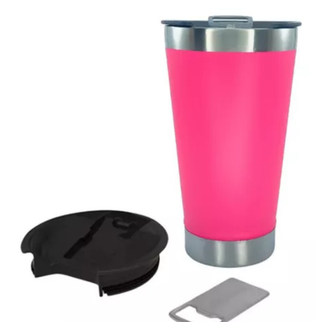 Copo Térmico Inox com TAMPA e ABRIDOR (473 ml) - Pink