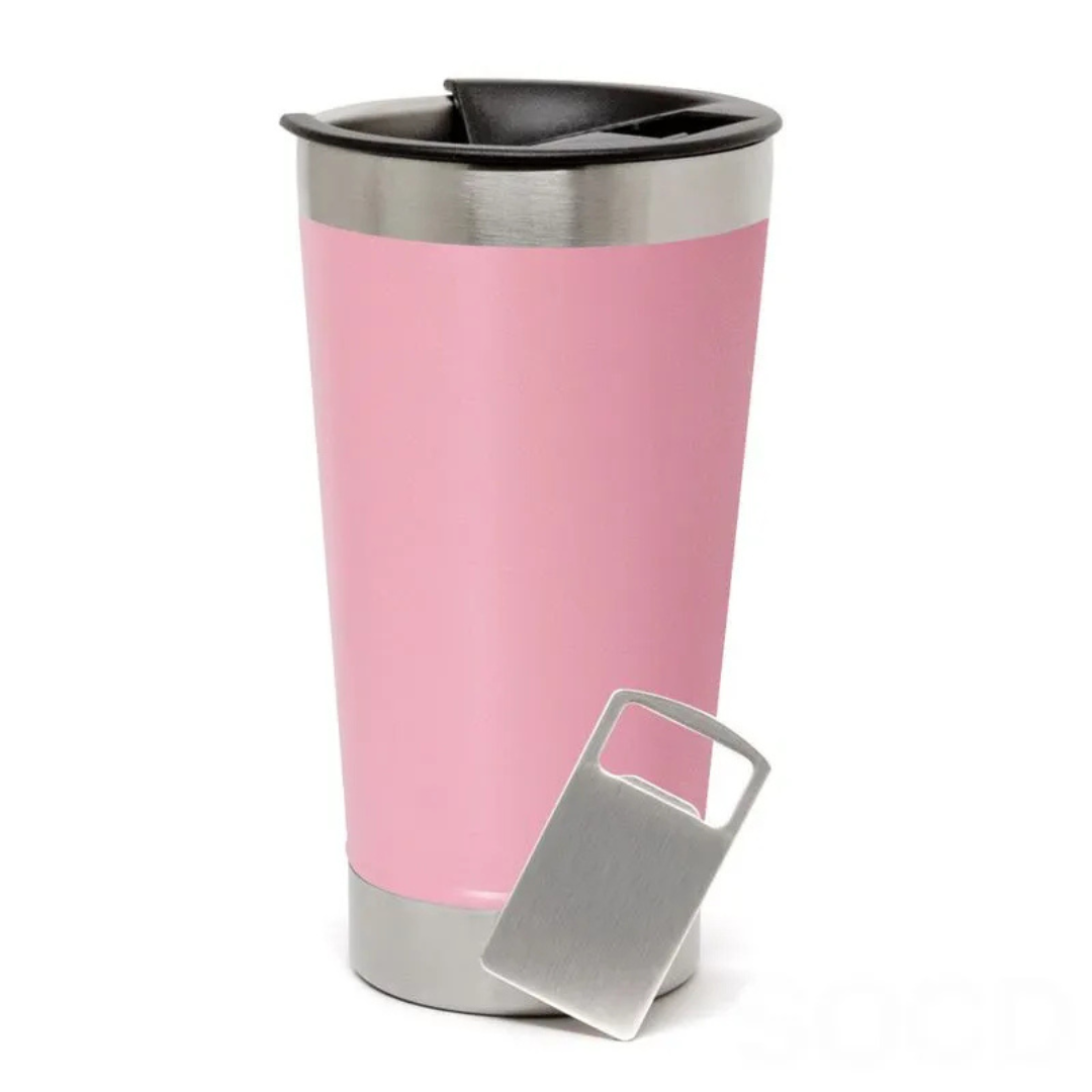 Copo Térmico Inox com TAMPA e ABRIDOR (473 ml) - Rosa