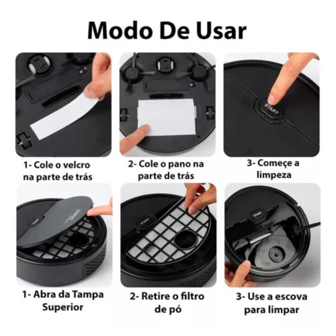 Robô Aspirador Recarregável 110v com Sensor