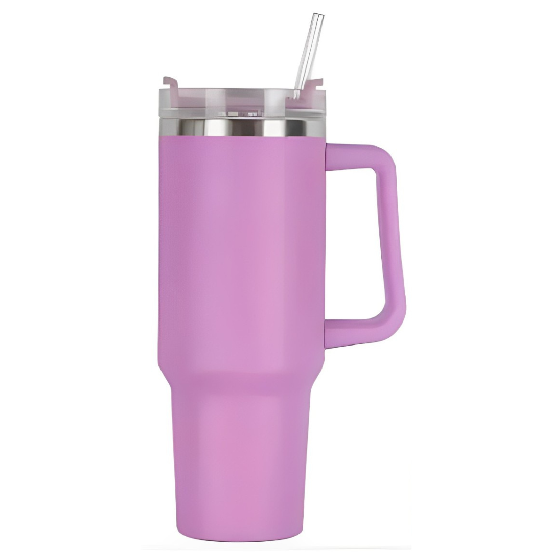Copo Quencher Caneca Inox com Alça e Canudo (1200 ml) - Lilás
