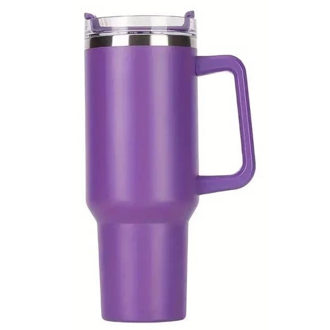 Copo Quencher Inox 1200ml com Alça e Canudo – Roxo