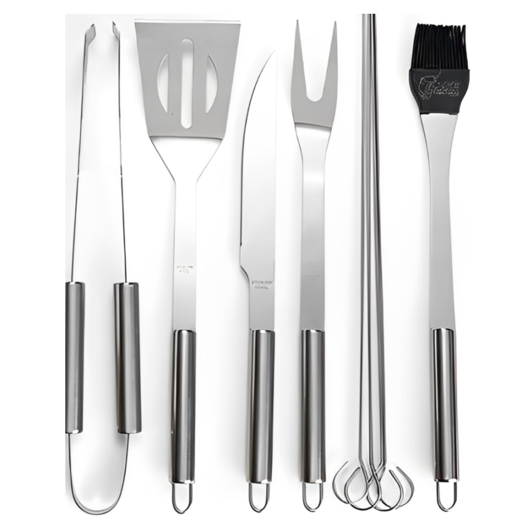 Kit Churrasco Luxo 9 Peças Inox com Maleta Profissional