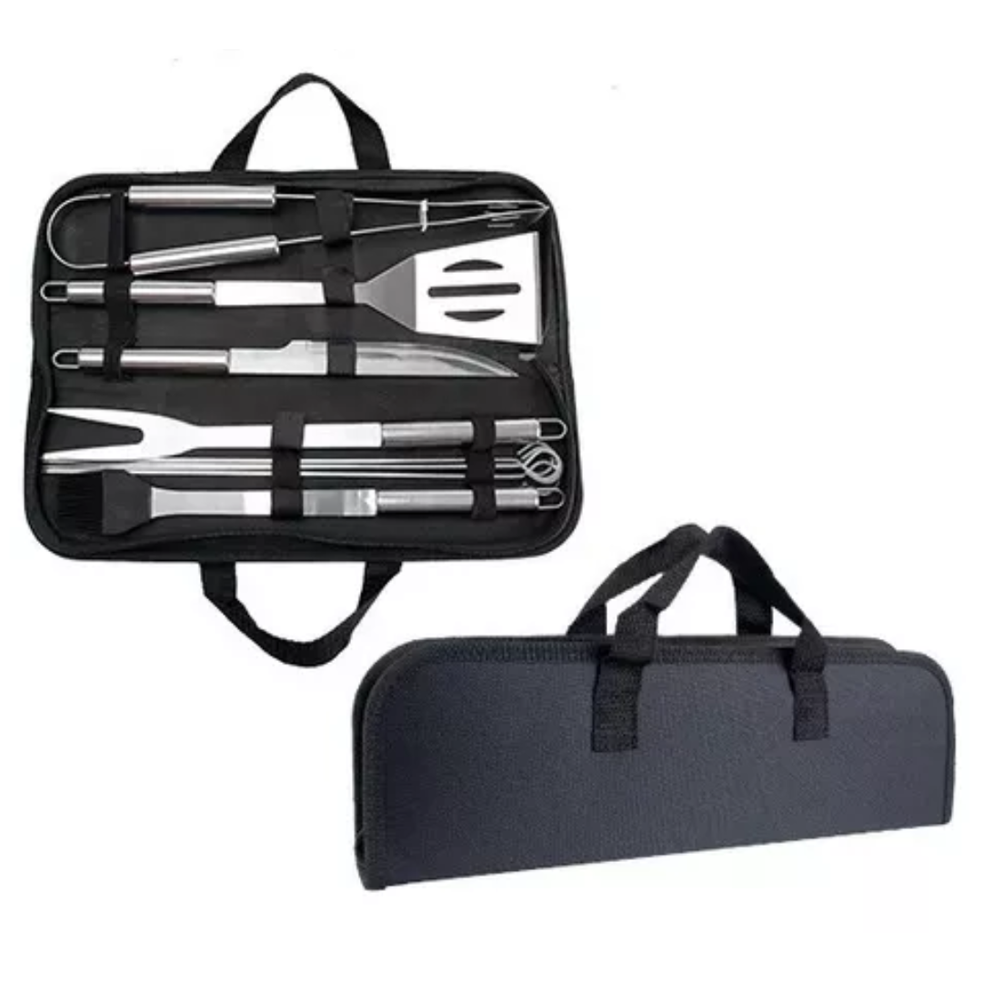 Kit Churrasco Luxo 9 Peças Inox com Maleta Profissional