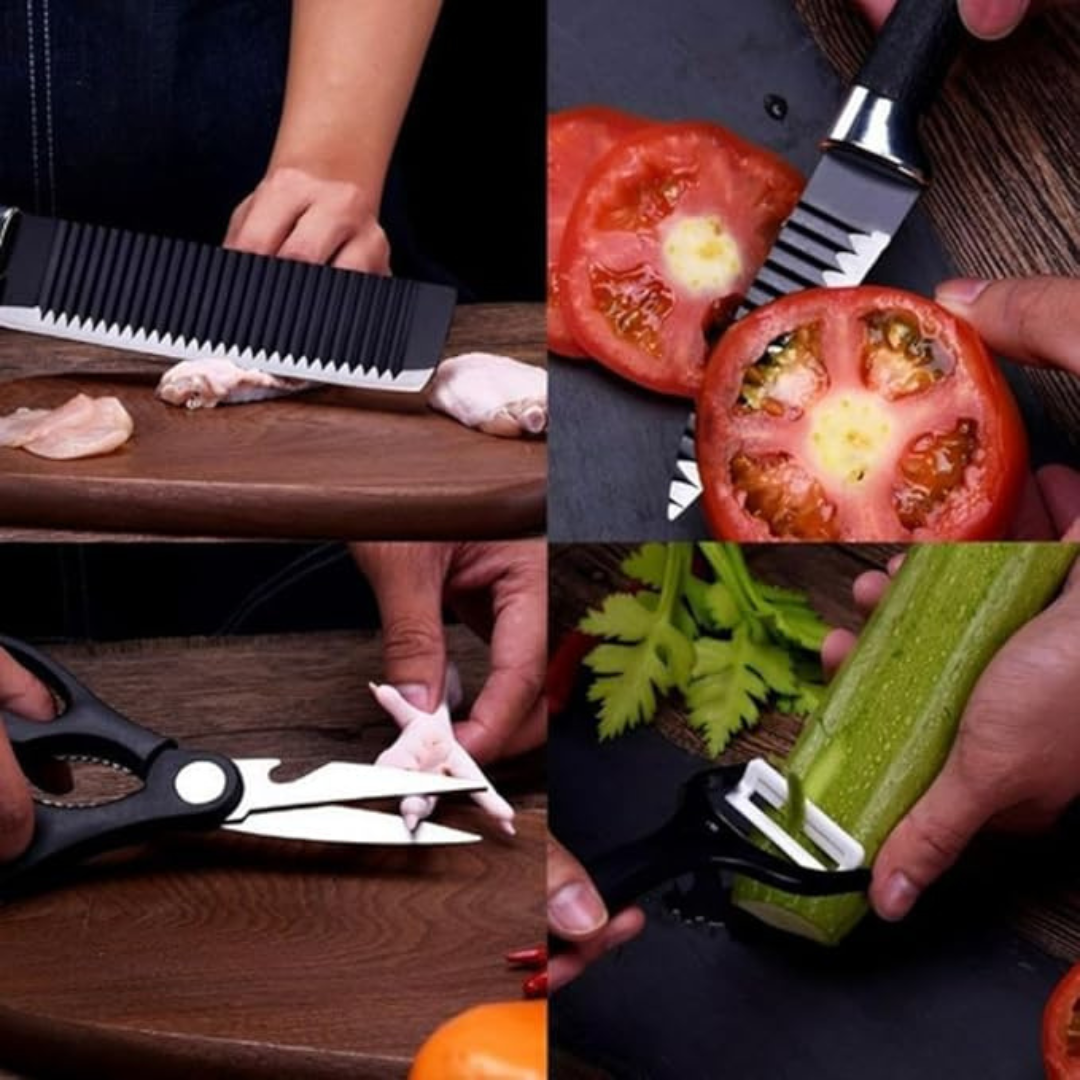 Jogo de Facas Chef 6 Peças Preto Premium – Profissional