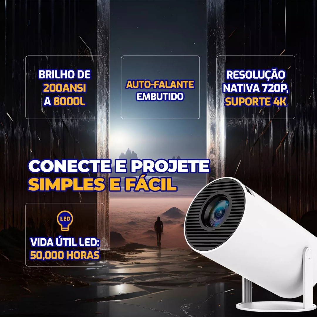 Projetor Portátil Smart | Wi-Fi Bluetooth