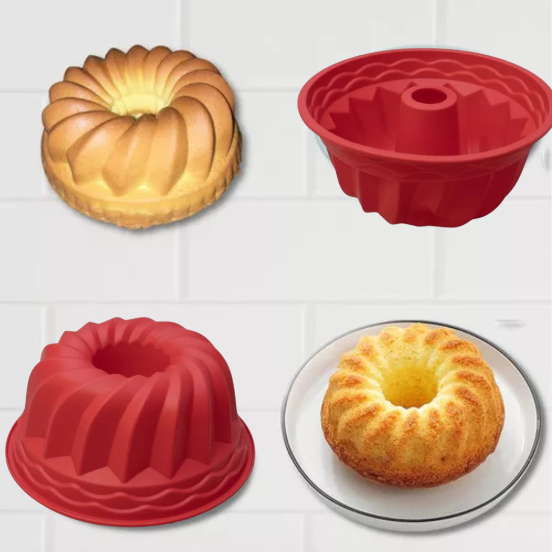 Forma de Silicone com Furo 23x10cm Vermelha