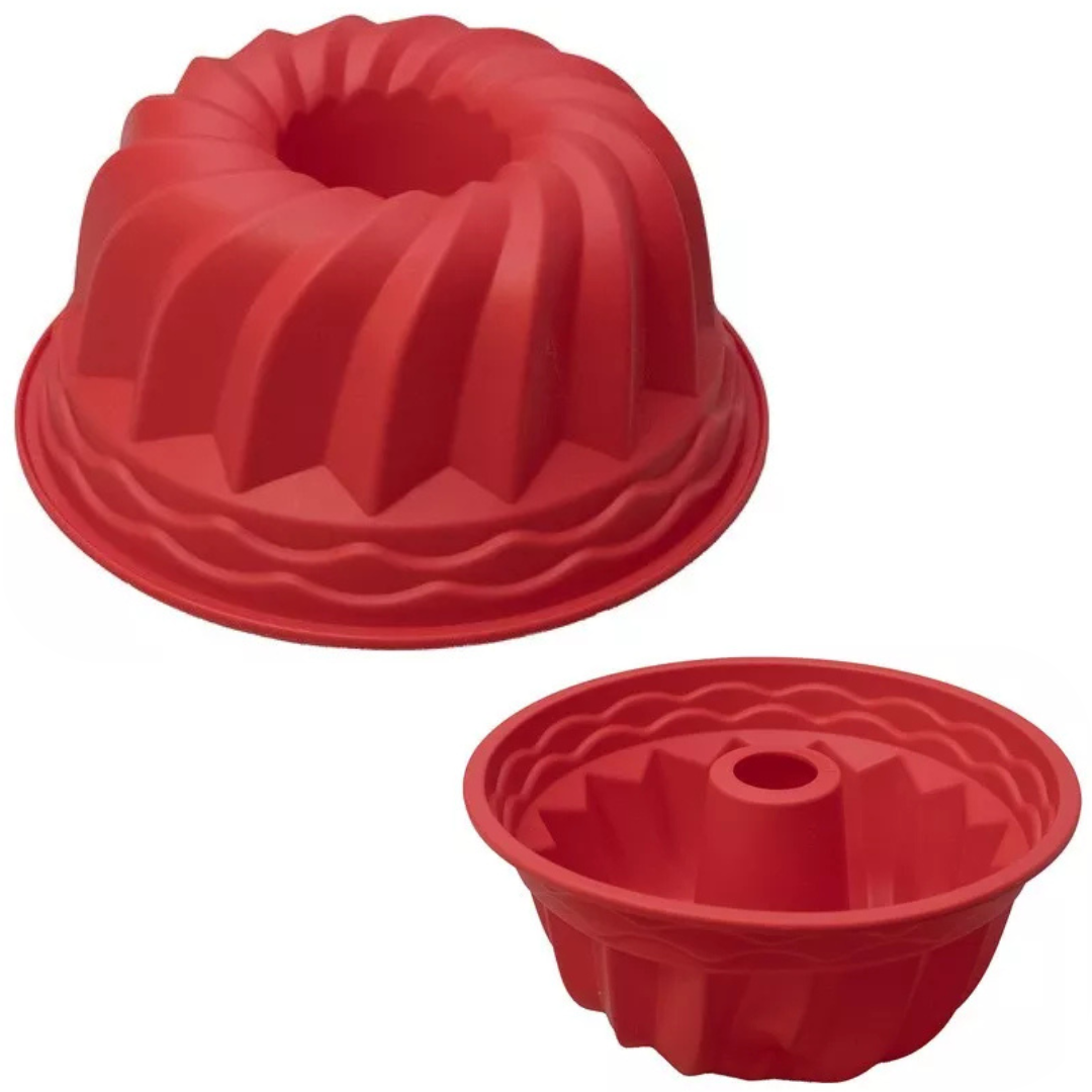 Forma de Silicone com Furo 23x10cm Vermelha