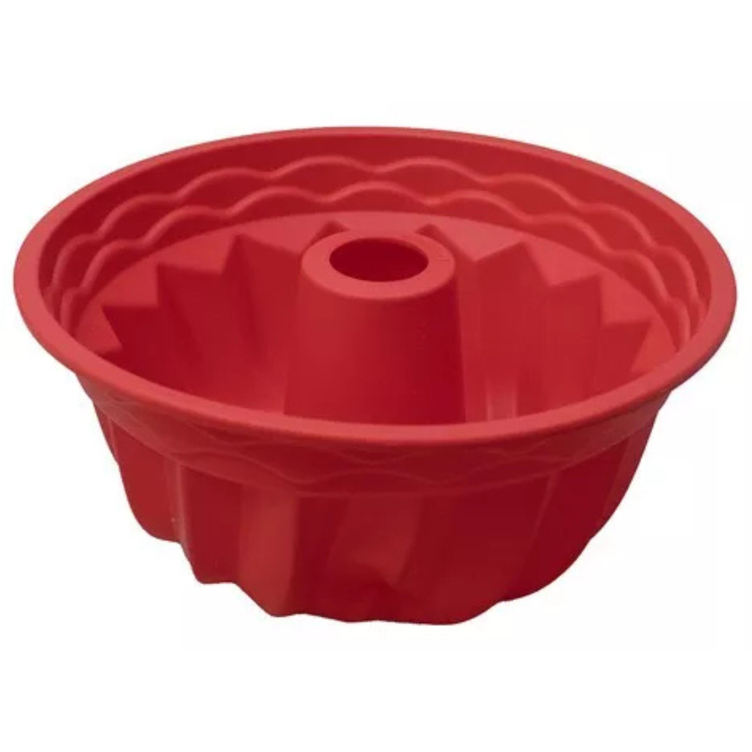 Forma de Silicone com Furo 23x10cm Vermelha
