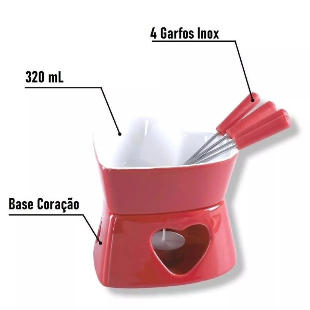 Fondue 7 Peças Coração Cerâmica 320ml – Hauskraft
