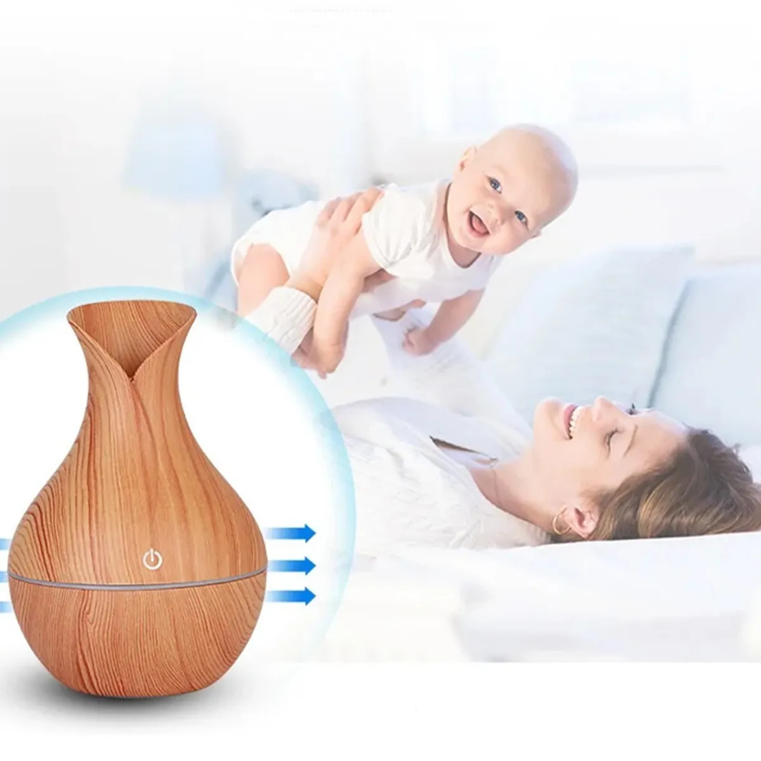 Umidificador LED Difusor Madeira 130ml Ultrassônico
