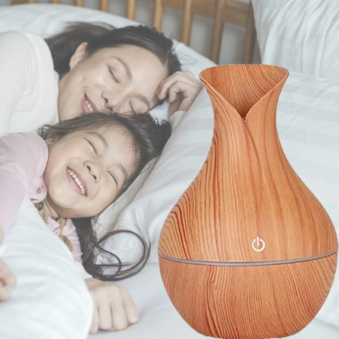 Umidificador LED Difusor Madeira 130ml Ultrassônico