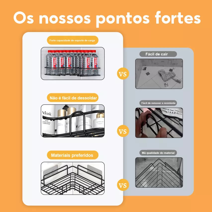 Prateleira Adesiva de Canto Multiuso - Preta