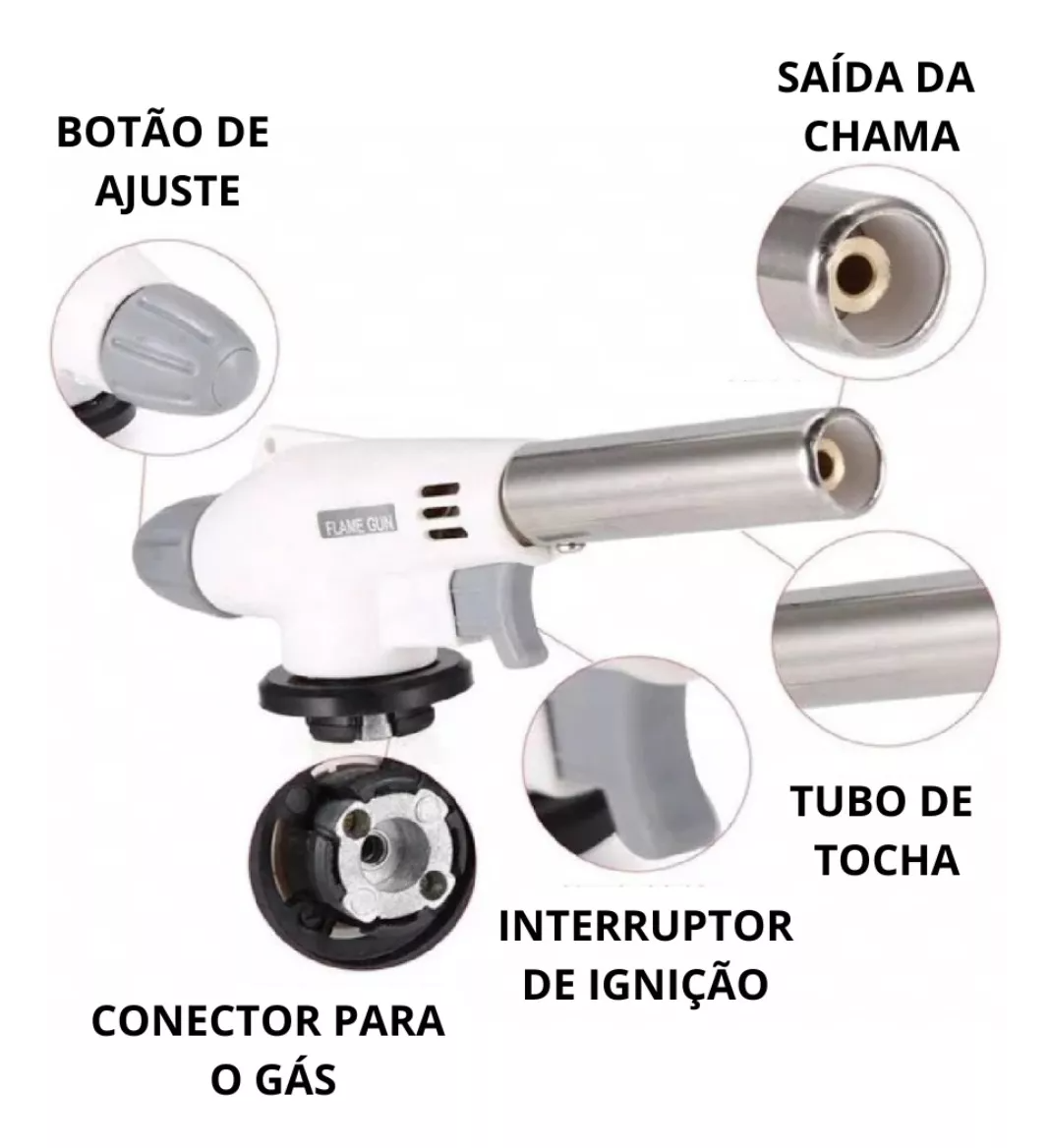 Maçarico Culinário Portátil Profissional Nível Branco