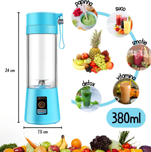 Mini Liquidificador Portátil USB – Recarregável 380ml