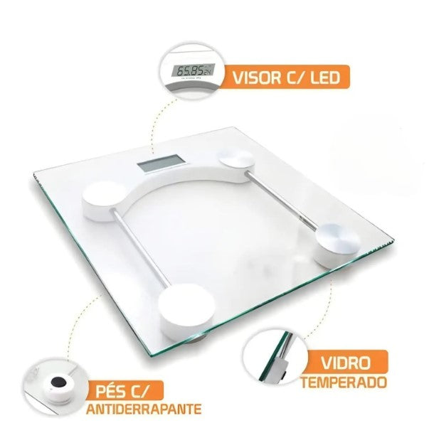 Balança Digital de Vidro Temperado – Capacidade 180kg