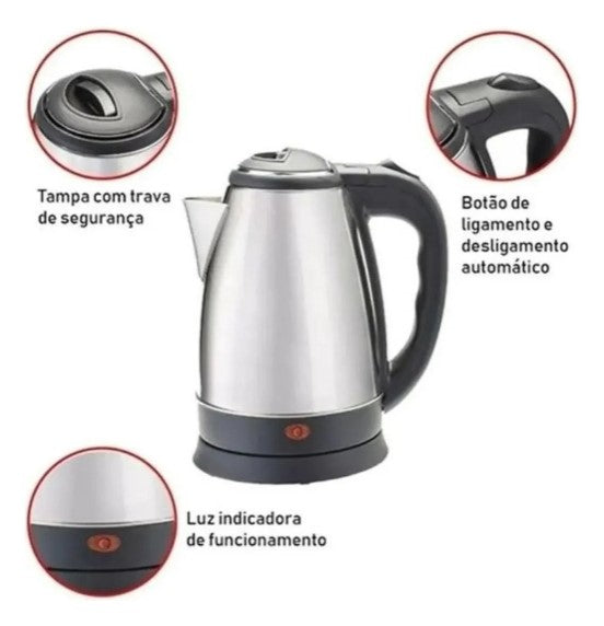 Chaleira Elétrica Inox 1,8L com Desligamento – 127V