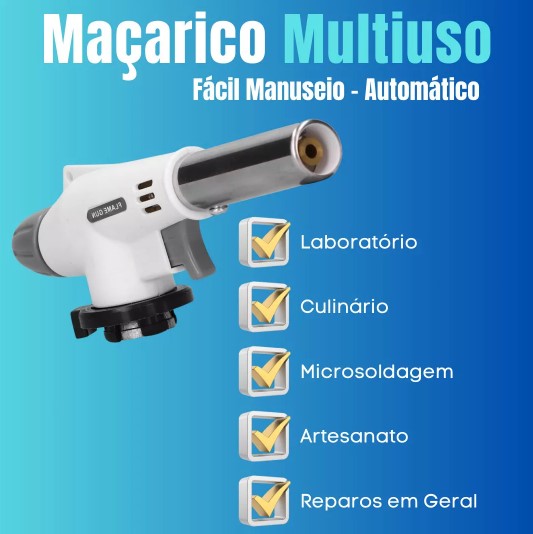 Maçarico Culinário Portátil Profissional Nível Branco