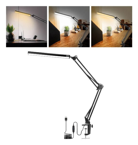 Lâmpada de Mesa LED com Braçadeira e Braço Oscilante – 10W