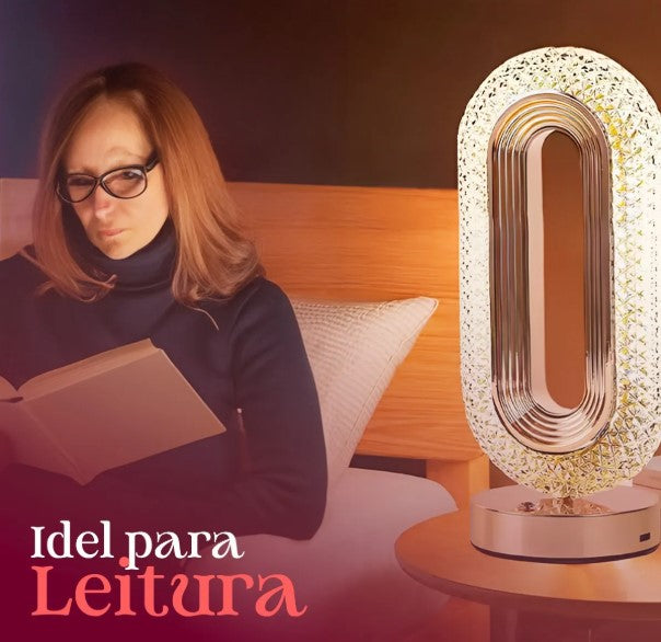 Luminária Cristal Retrô Touch LED 3 Cores – Recarregável