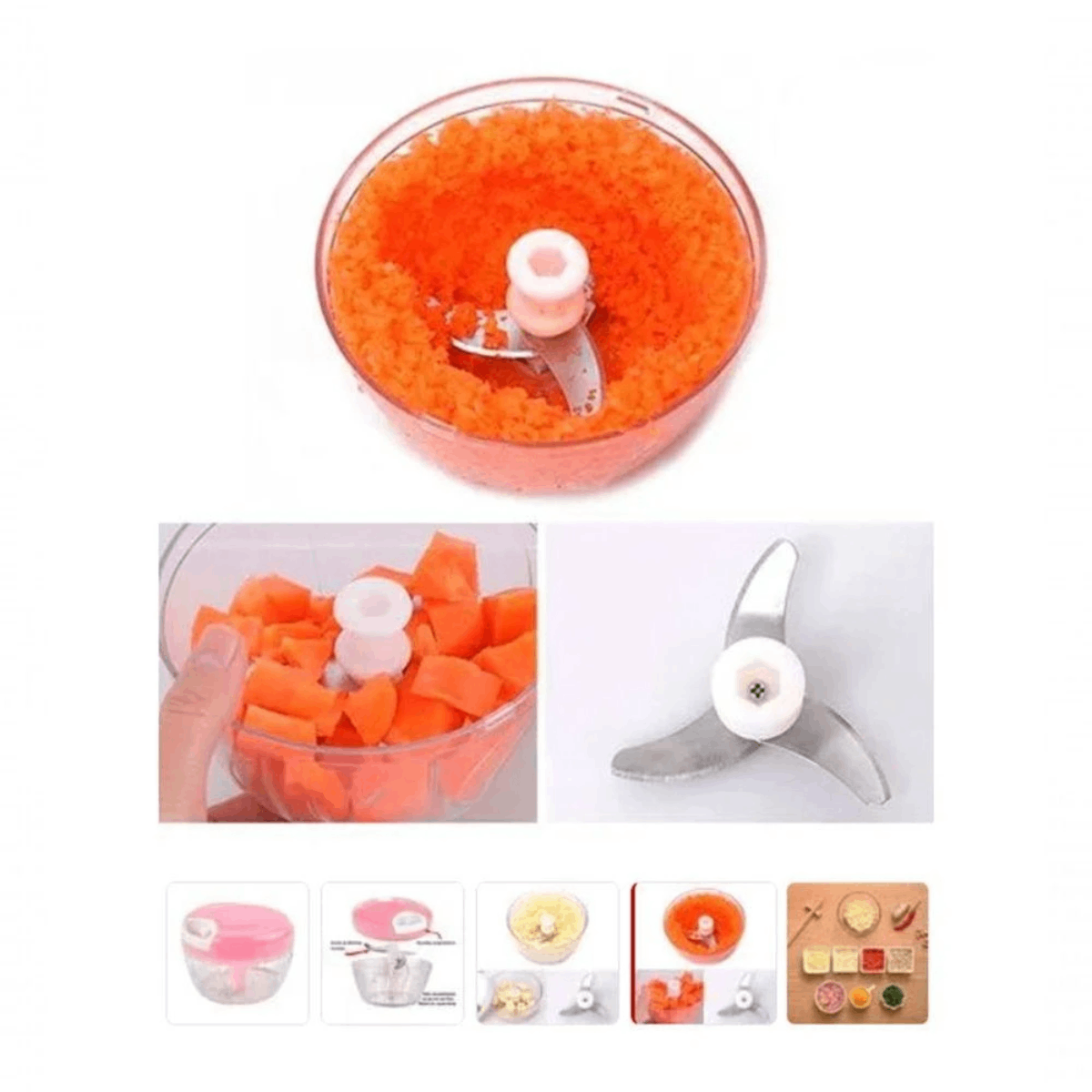 Mini Triturador Manual 500ml com 3 Lâminas – Cores Sortidas