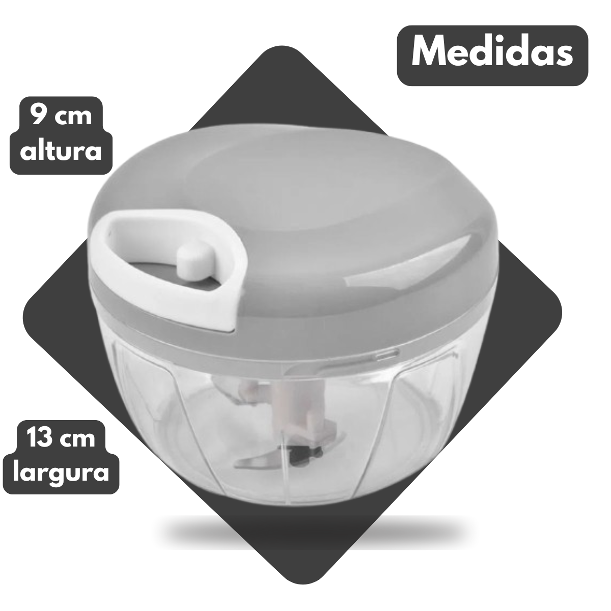 Mini Triturador Manual 500ml com 3 Lâminas – Cores Sortidas