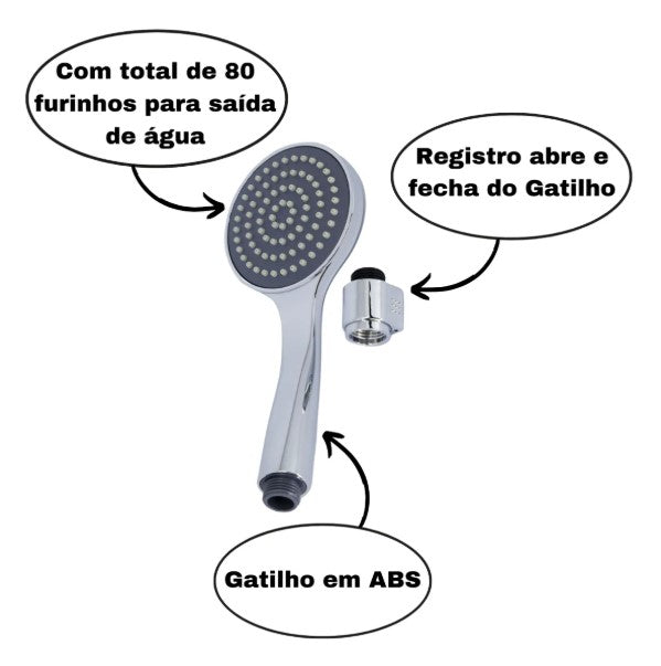 Ducha Alta Pressão com Mangueira Flexível 1,80m