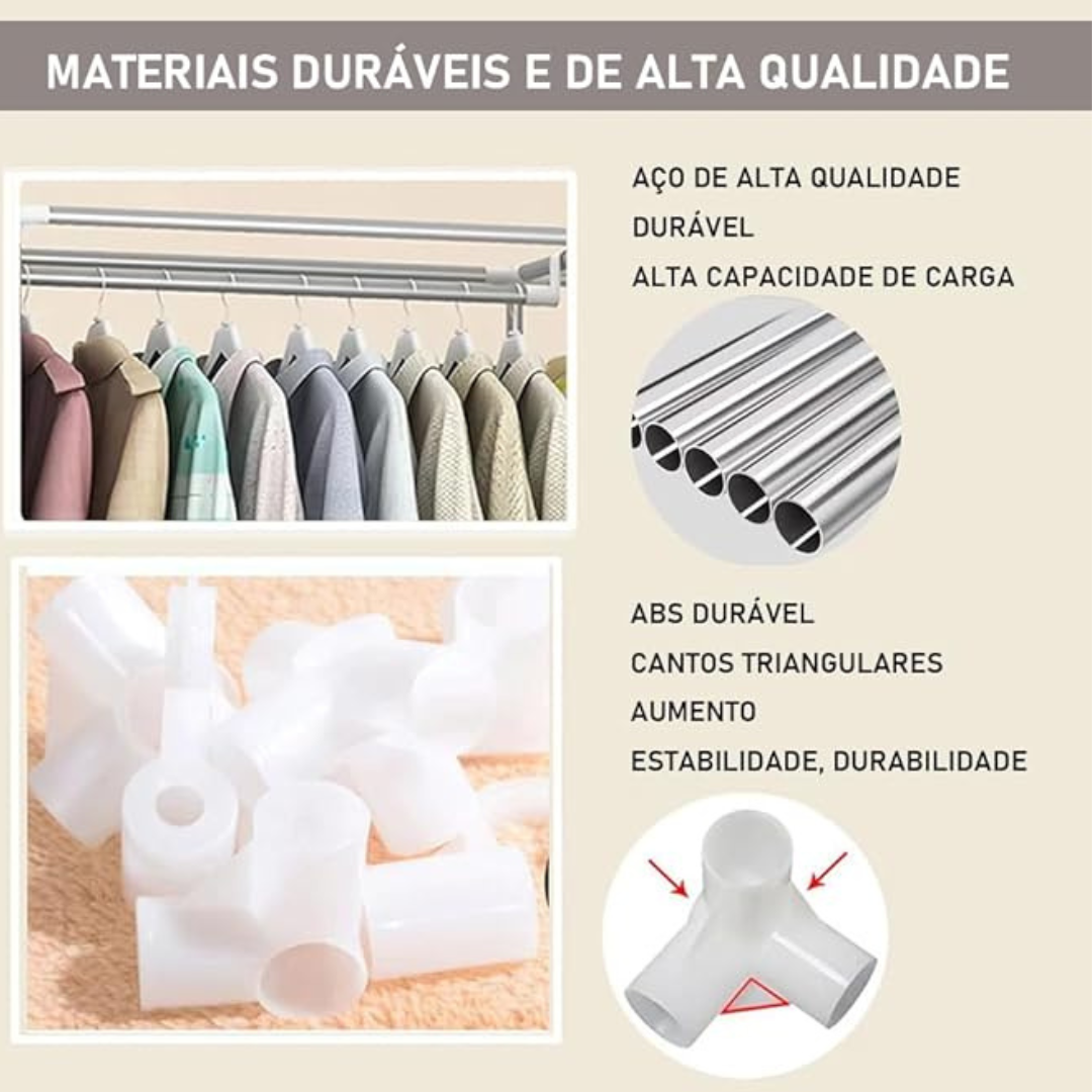 Guarda-Roupa Dobrável TNT Vermelho com Cabideiro e Prateleiras