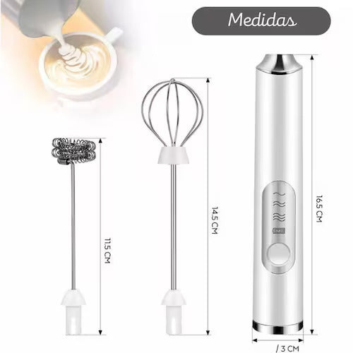 Mini Mixer Elétrico Portátil com Fuê Branco – Recarregável ou Pilhas