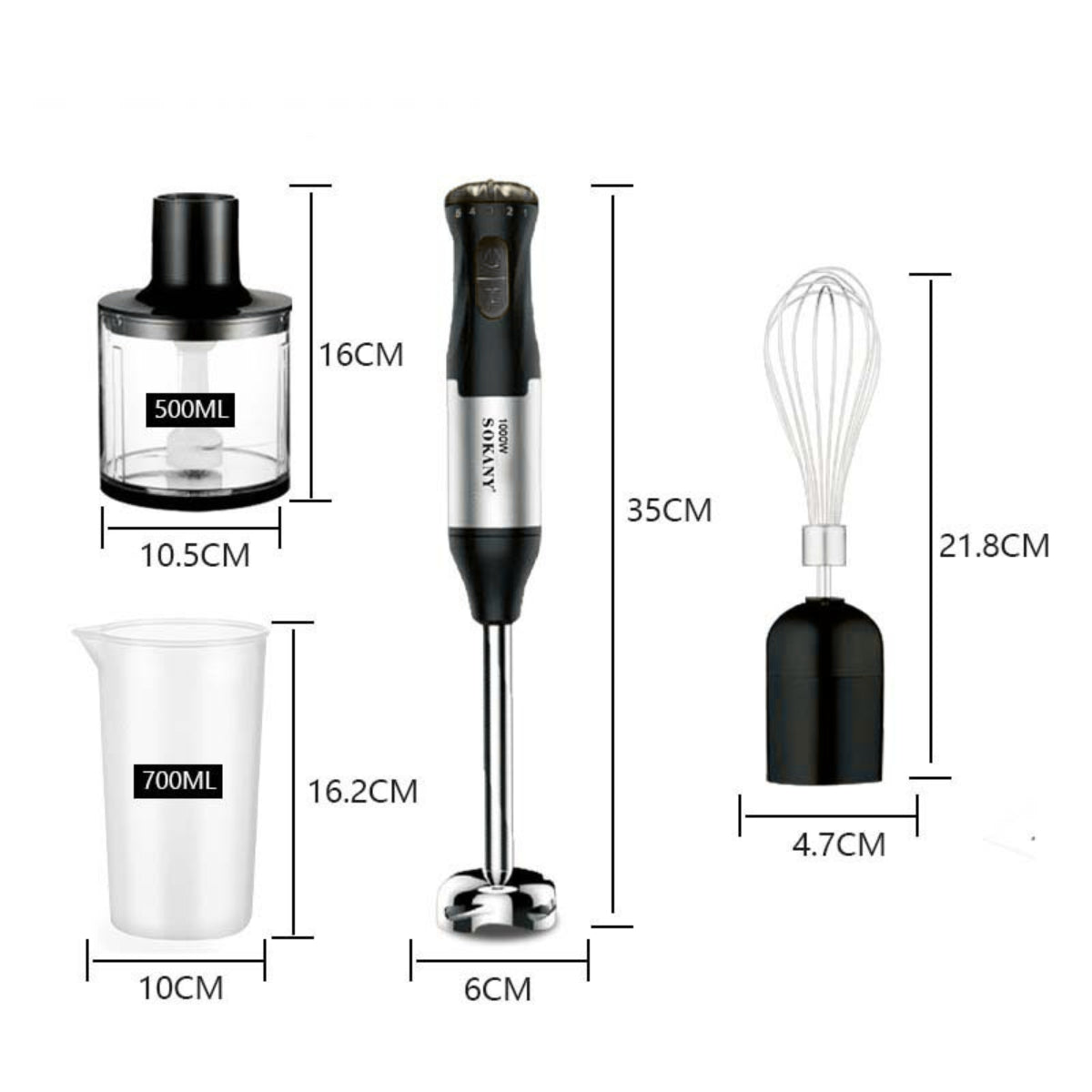 Mixer de Mão Elétrico 4 em 1 Profissional 500 W Bivolt