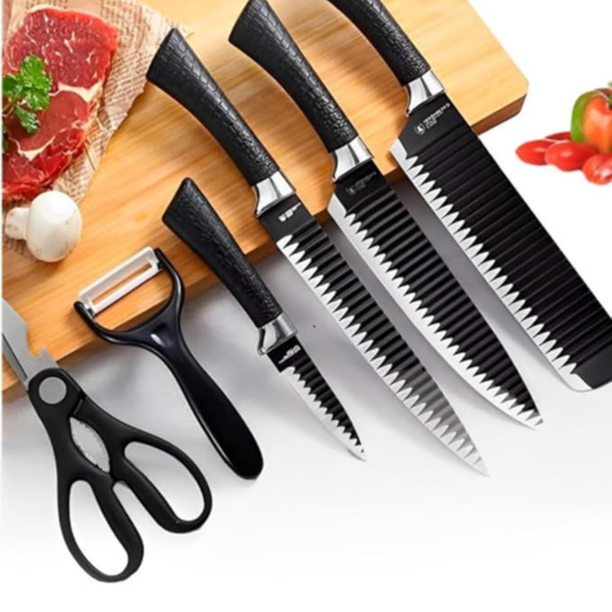 Kit Facas Profissionais 6 Peças com Tábua de Descongelamento Rápido