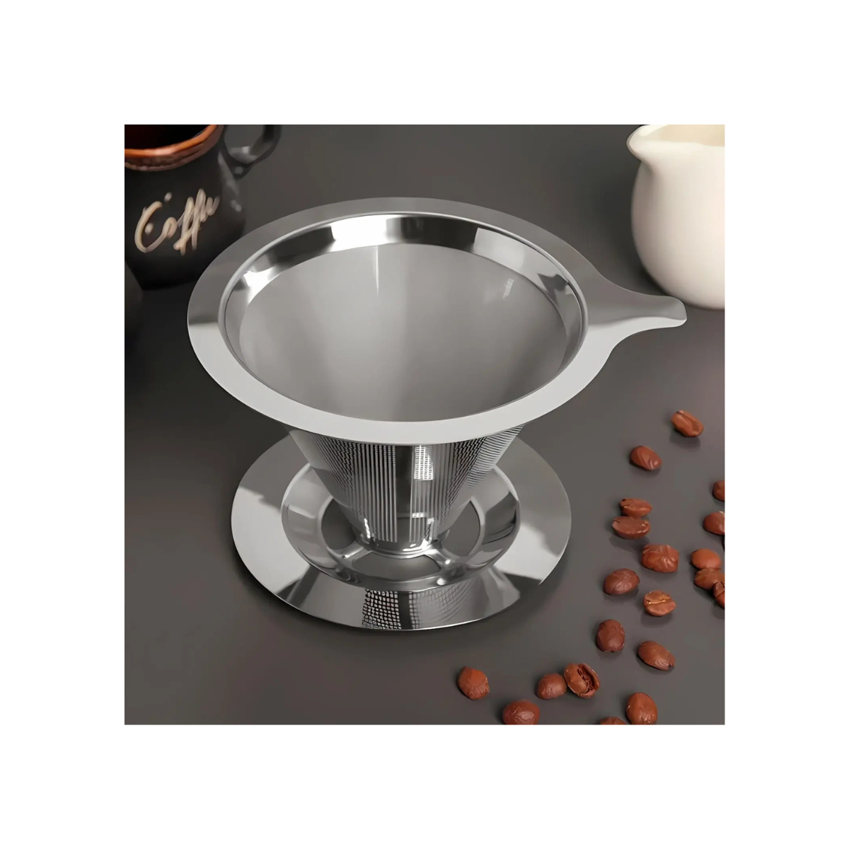 Kit Café Perfeito – Garrafa Térmica 1L Preta + Coador Inox Reutilizável