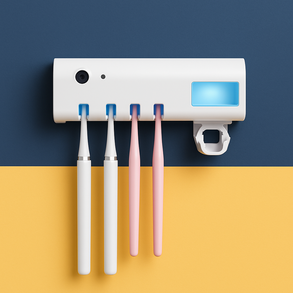 Suporte de Pasta de Dente com Esterilizador UV – Com Dispenser Automático